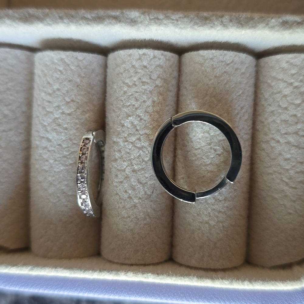 925 Sterling Silver Pink Cz Huggie Earrings